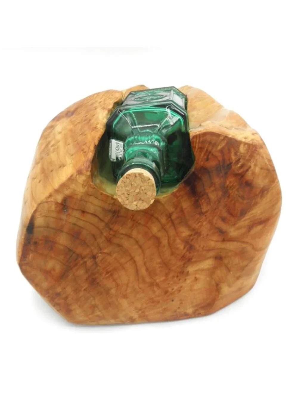 Natural Burled Wood Liquor/Decorative Bottle Holder BOTTLE INCLUDED IT'S STUCK